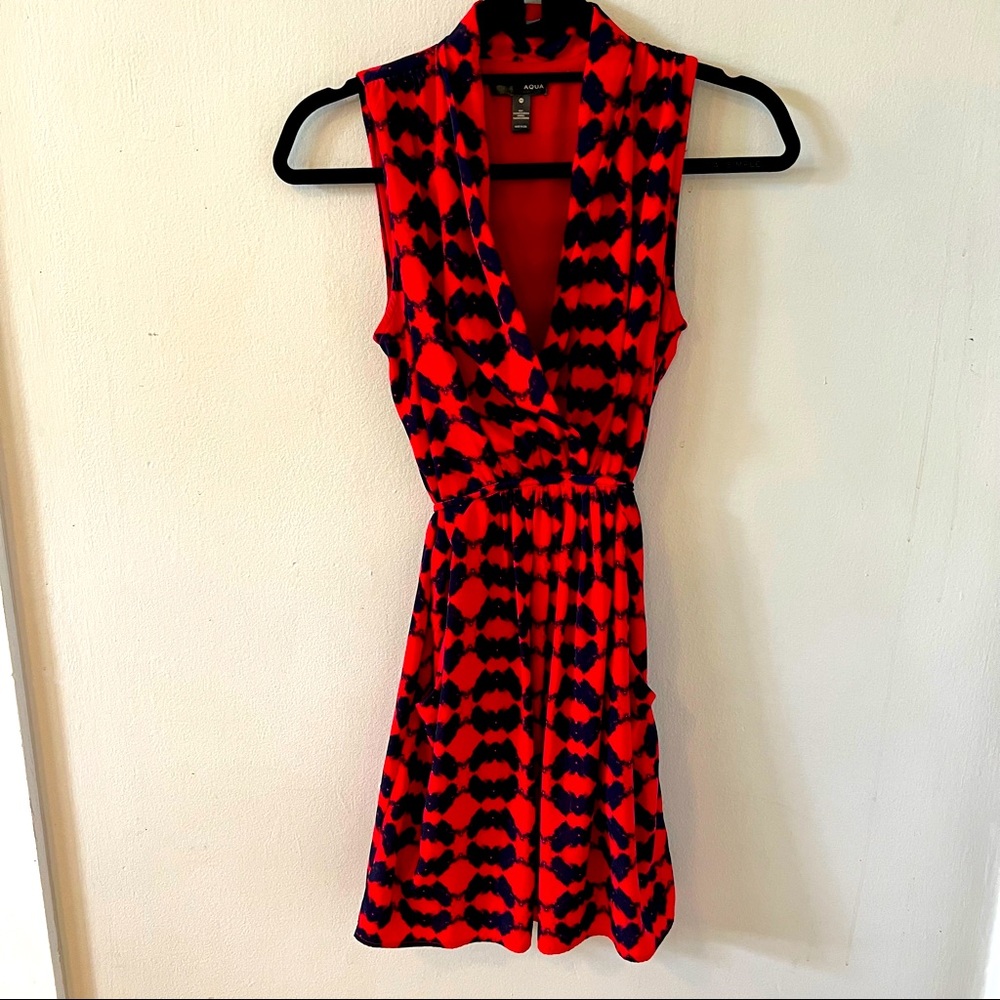 Aqua Business Casual V Neck Patterned Dress